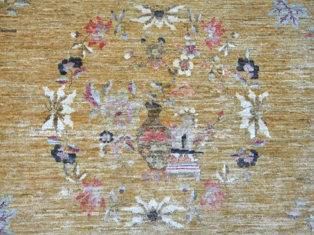 8'4" x 9'10" New Hand Knotted Brown Wool Rectangle Oriental Rug - MOA10222332