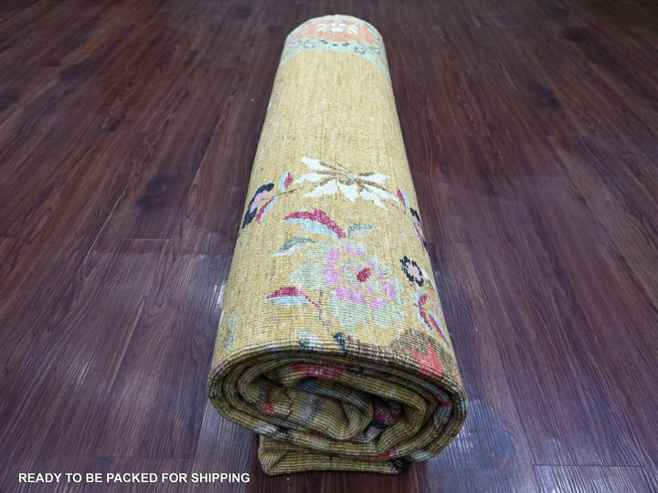 8'4" x 9'10" New Hand Knotted Brown Wool Rectangle Oriental Rug - MOA10222332
