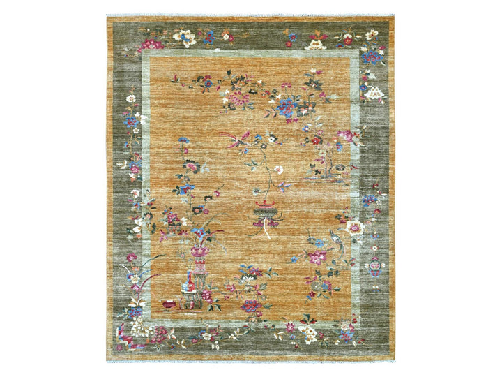 8'3" x 9'9" New Hand Knotted Brown Wool Rectangle Oriental Rug - MOA10222333