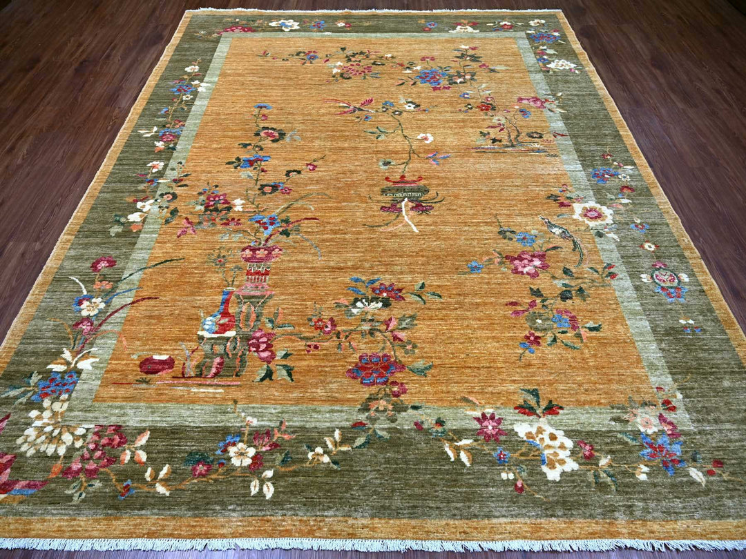 8'3" x 9'9" New Hand Knotted Brown Wool Rectangle Oriental Rug - MOA10222333
