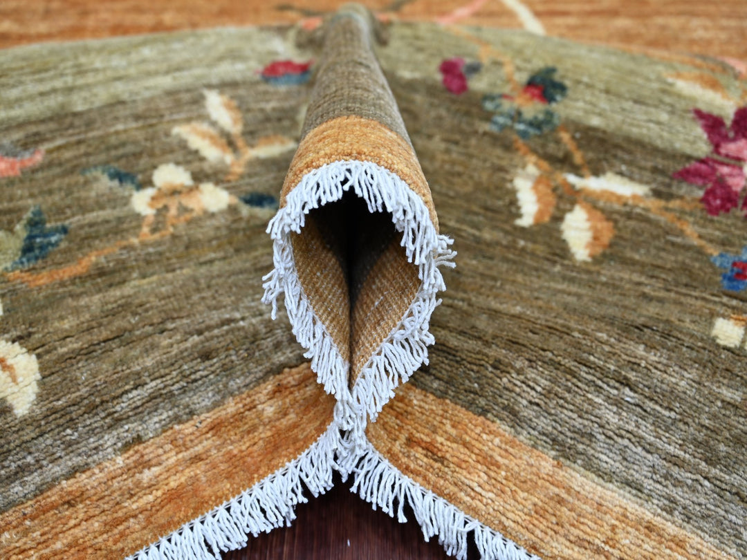 8'3" x 9'9" New Hand Knotted Brown Wool Rectangle Oriental Rug - MOA10222333