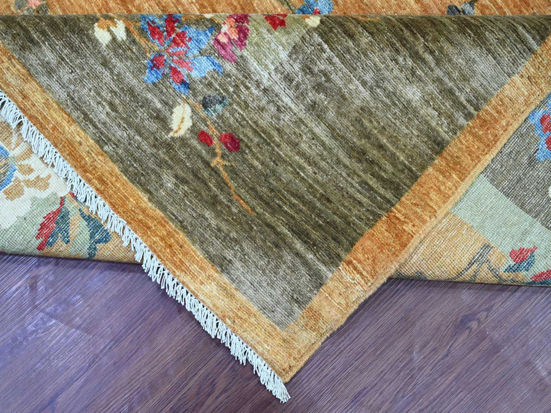 8'3" x 9'9" New Hand Knotted Brown Wool Rectangle Oriental Rug - MOA10222333