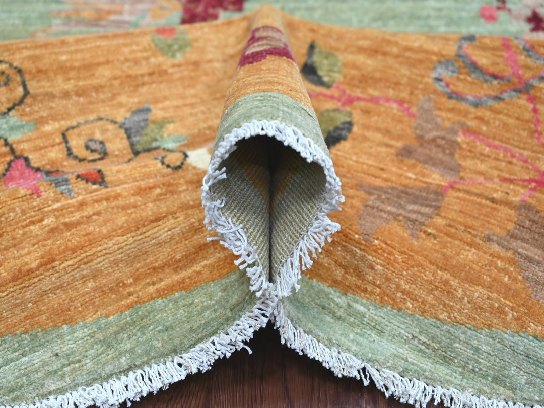 7'11" x 8'2" New Hand Knotted Green Wool Round Oriental Rug - MOA10222334