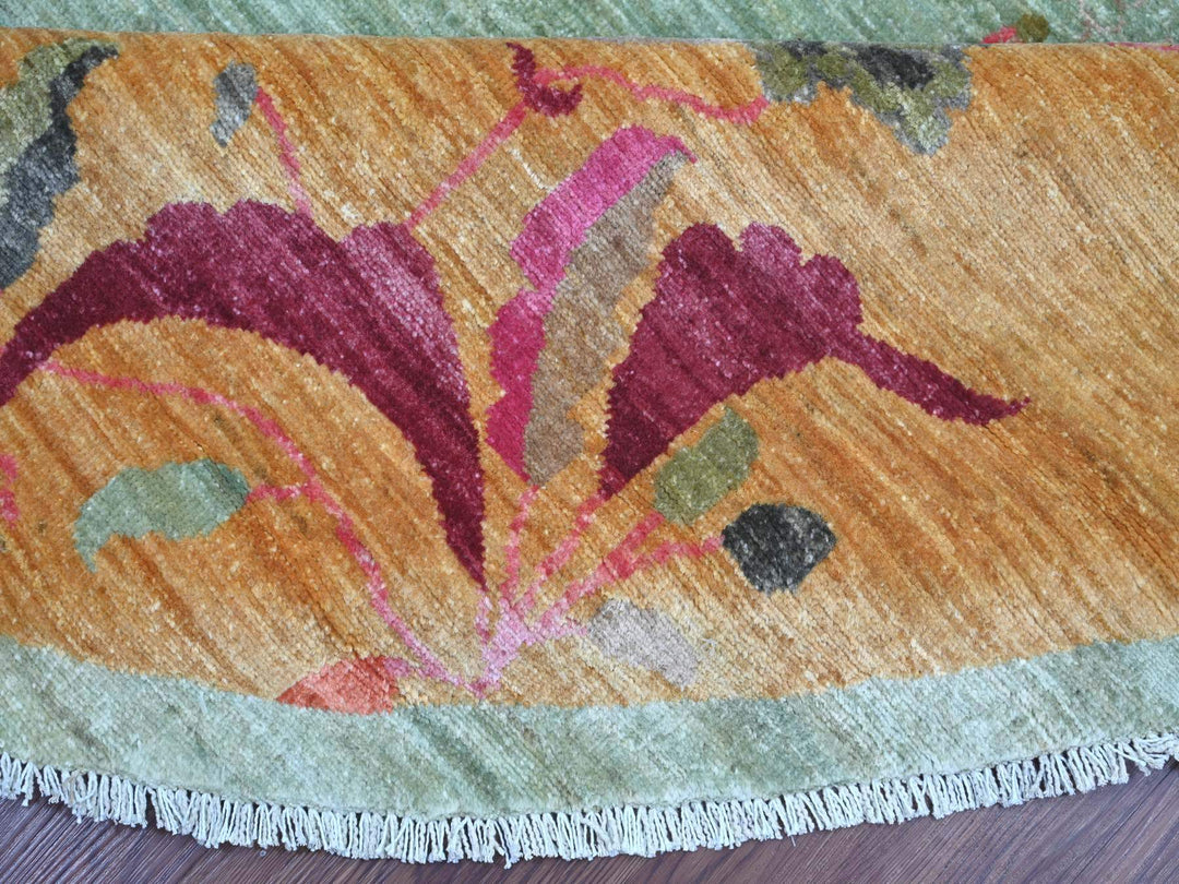 7'11" x 8'2" New Hand Knotted Green Wool Round Oriental Rug - MOA10222334