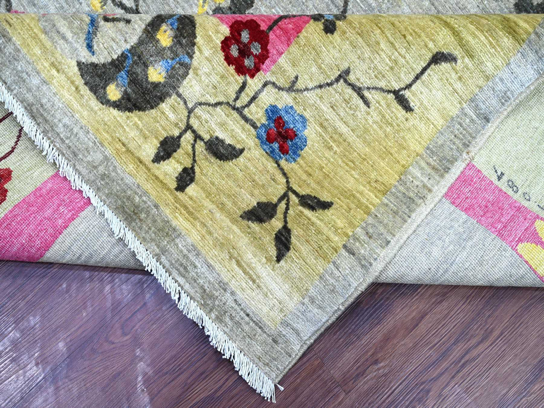 8'10" x 11'11" New Hand Knotted Grey Wool Rectangle Oriental Rug - MOA10222335
