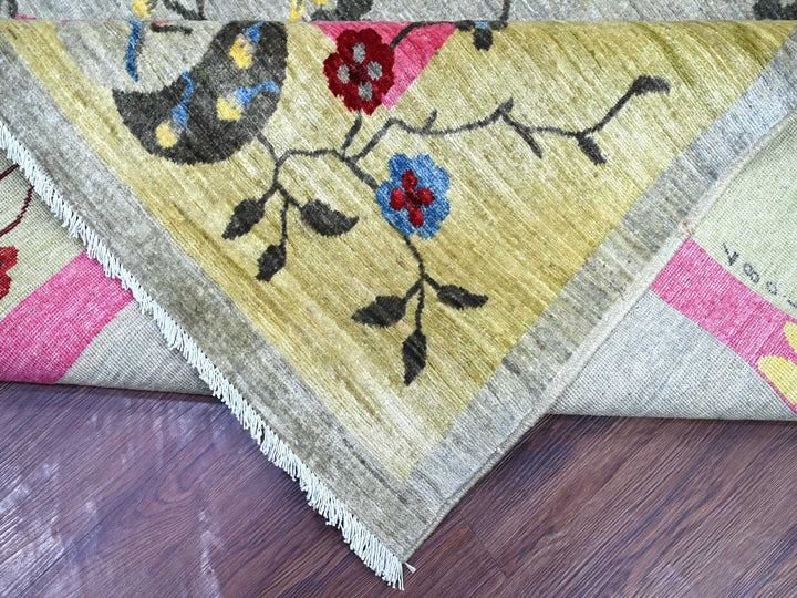 8'10" x 11'11" New Hand Knotted Grey Wool Rectangle Oriental Rug - MOA10222335