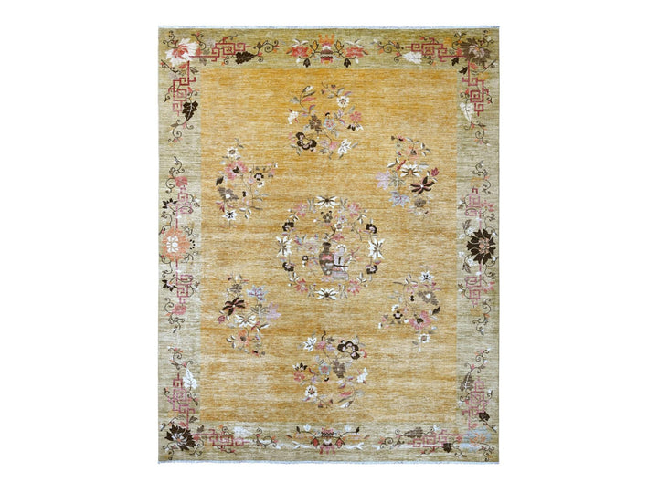 9'1" x 11'6" New Hand Knotted Brown Wool Rectangle Oriental Rug - MOA10222336