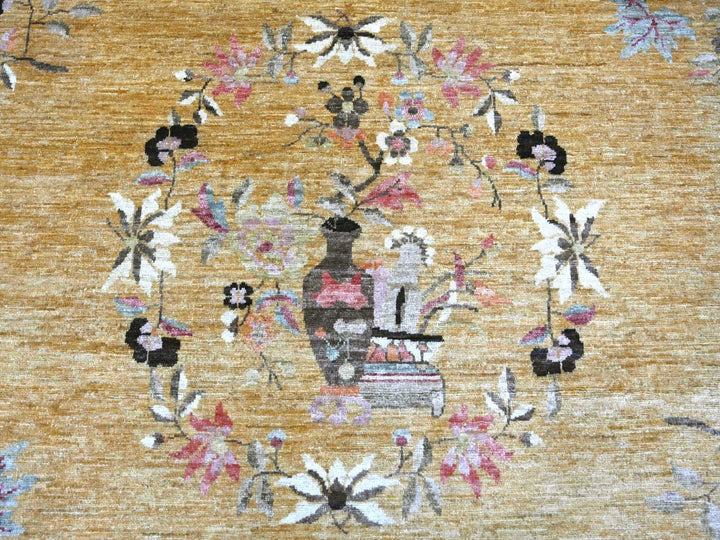 9'1" x 11'6" New Hand Knotted Brown Wool Rectangle Oriental Rug - MOA10222336