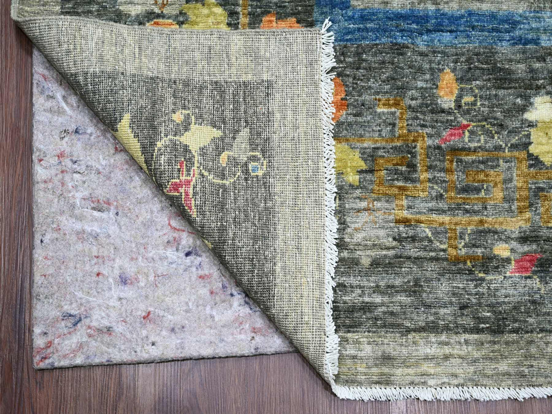 10'1" x 13'9" New Hand Knotted Grey Wool Rectangle Oriental Rug - MOA10222338