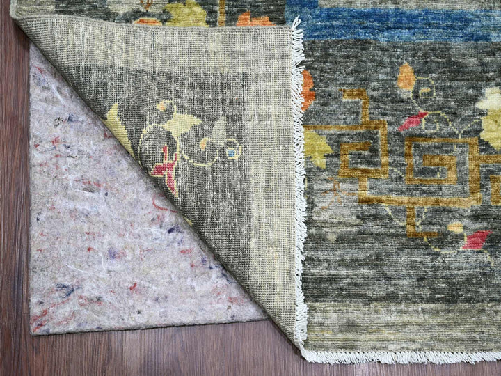 10'1" x 13'9" New Hand Knotted Grey Wool Rectangle Oriental Rug - MOA10222338
