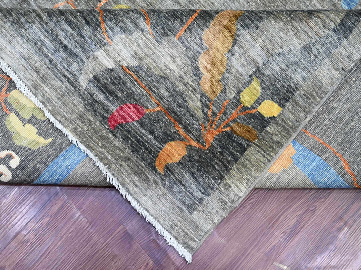 10'1" x 13'9" New Hand Knotted Grey Wool Rectangle Oriental Rug - MOA10222338