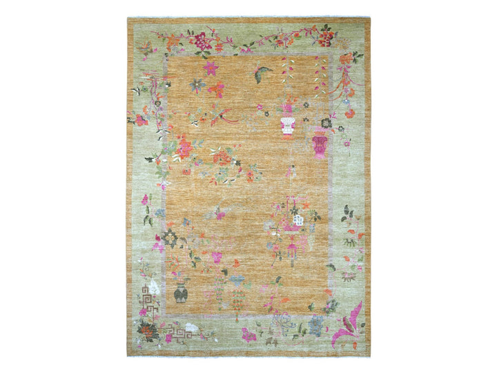 9'10" x 13'6" New Hand Knotted Brown Wool Rectangle Oriental Rug - MOA10222339