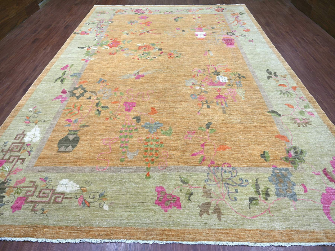 9'10" x 13'6" New Hand Knotted Brown Wool Rectangle Oriental Rug - MOA10222339