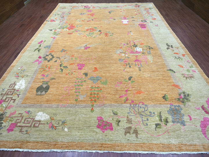 9'10" x 13'6" New Hand Knotted Brown Wool Rectangle Oriental Rug - MOA10222339