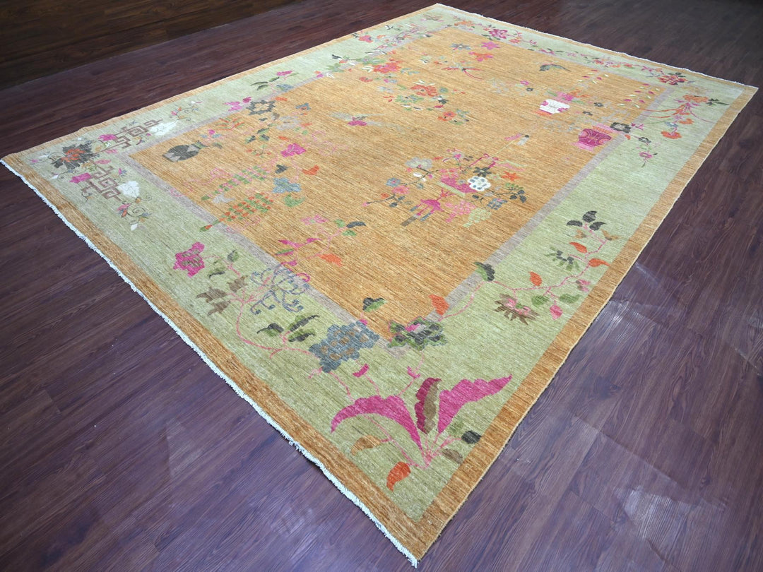 9'10" x 13'6" New Hand Knotted Brown Wool Rectangle Oriental Rug - MOA10222339