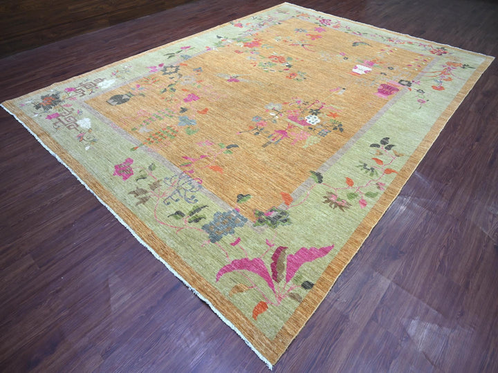9'10" x 13'6" New Hand Knotted Brown Wool Rectangle Oriental Rug - MOA10222339