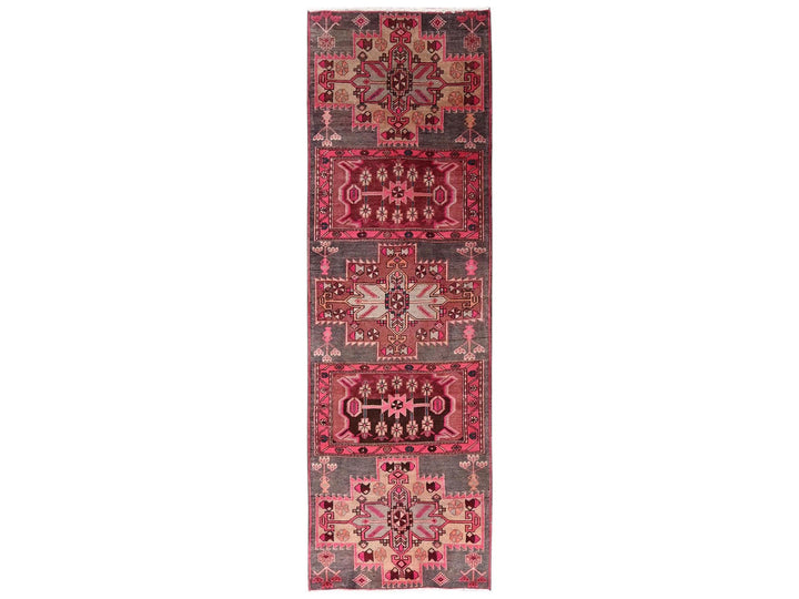 2'9" x 9'1" Vintage Hand Knotted Pink Wool Runner Oriental Rug - MOA1022233