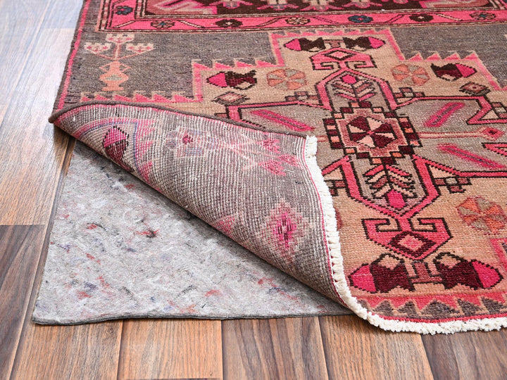 2'9" x 9'1" Vintage Hand Knotted Pink Wool Runner Oriental Rug - MOA1022233