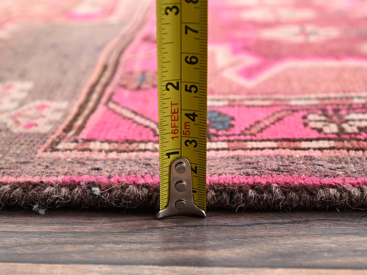 2'9" x 9'1" Vintage Hand Knotted Pink Wool Runner Oriental Rug - MOA1022233