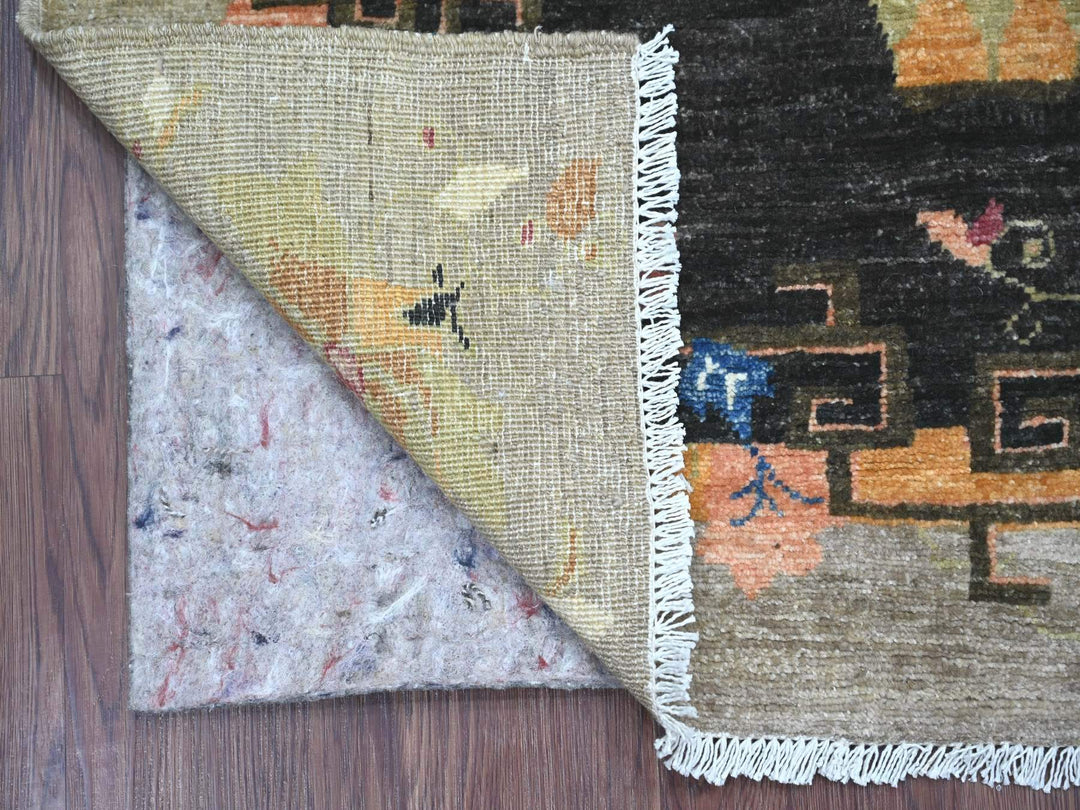 3'0" x 5'11" New Hand Knotted Black Wool Runner Oriental Rug - MOA10222340