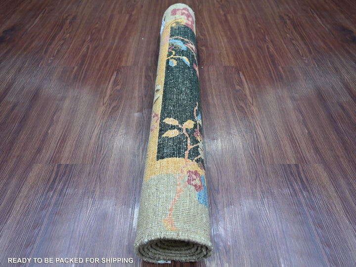 3'0" x 5'11" New Hand Knotted Black Wool Runner Oriental Rug - MOA10222340