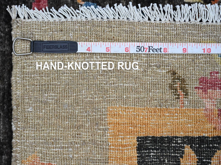 3'0" x 5'11" New Hand Knotted Black Wool Runner Oriental Rug - MOA10222340