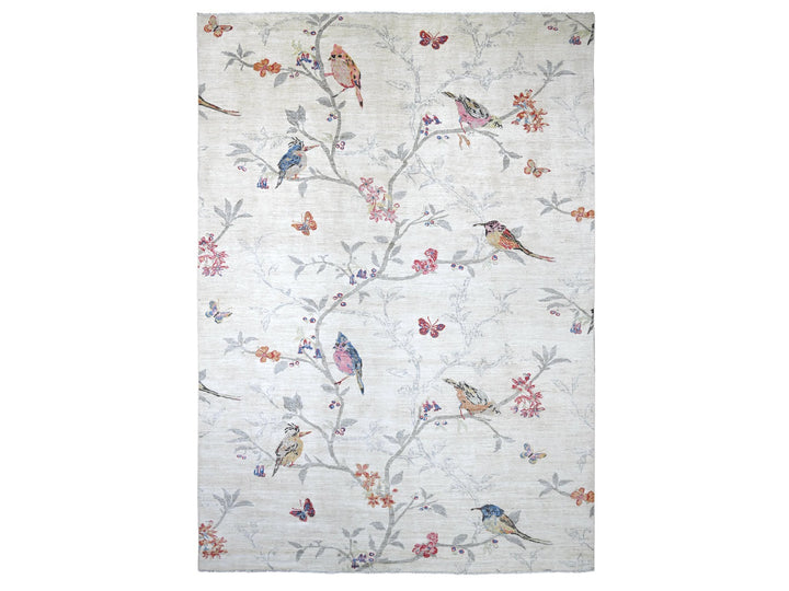 10'3" x 14'7" New Hand Knotted Ivory Wool Rectangle Oriental Rug - MOA10222341