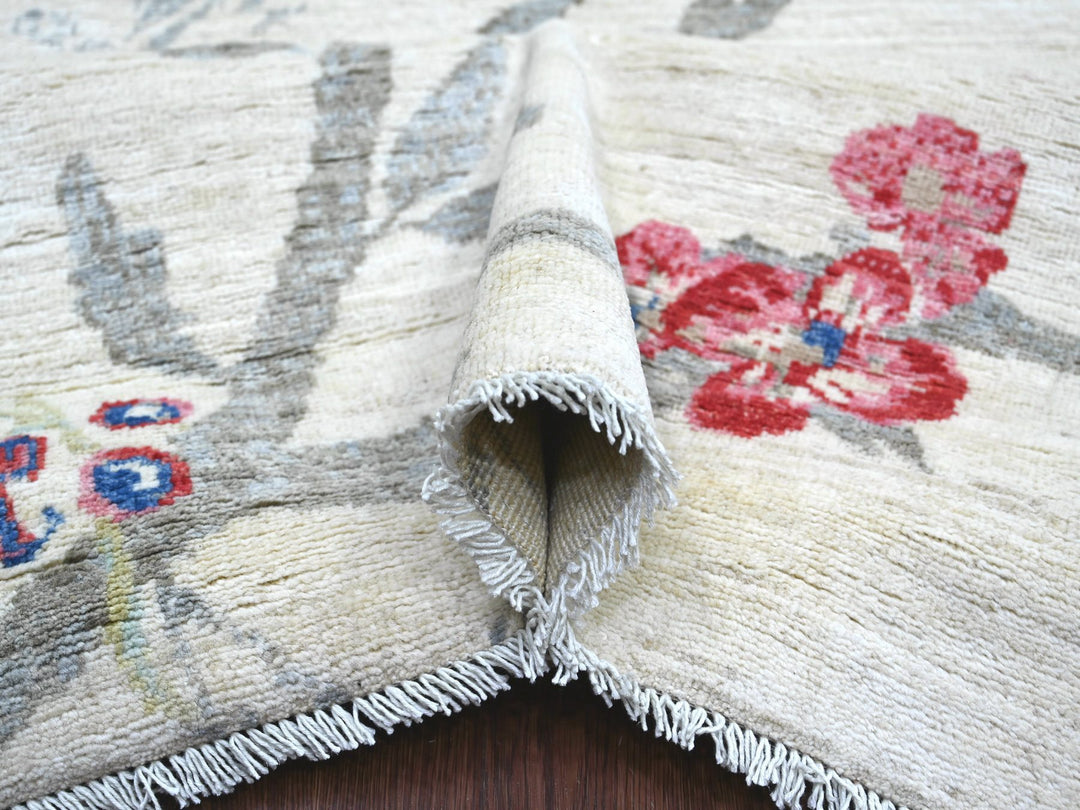 10'3" x 14'7" New Hand Knotted Ivory Wool Rectangle Oriental Rug - MOA10222341