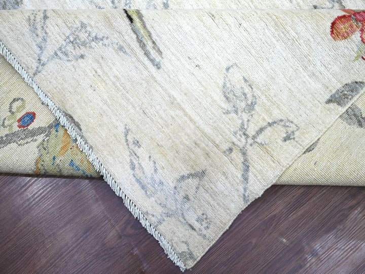 10'3" x 14'7" New Hand Knotted Ivory Wool Rectangle Oriental Rug - MOA10222341