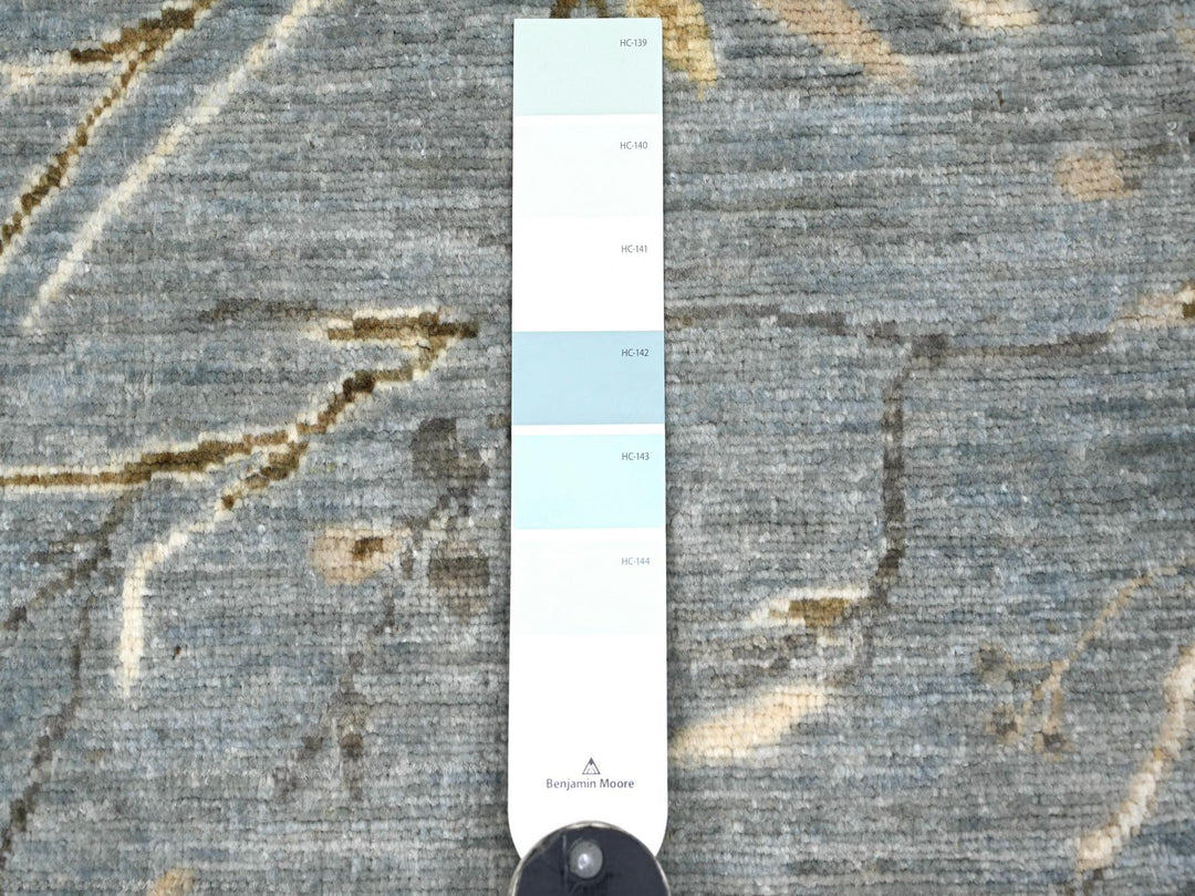 7'11" x 9'11" New Hand Knotted Grey Wool Rectangle Oriental Rug - MOA10222343