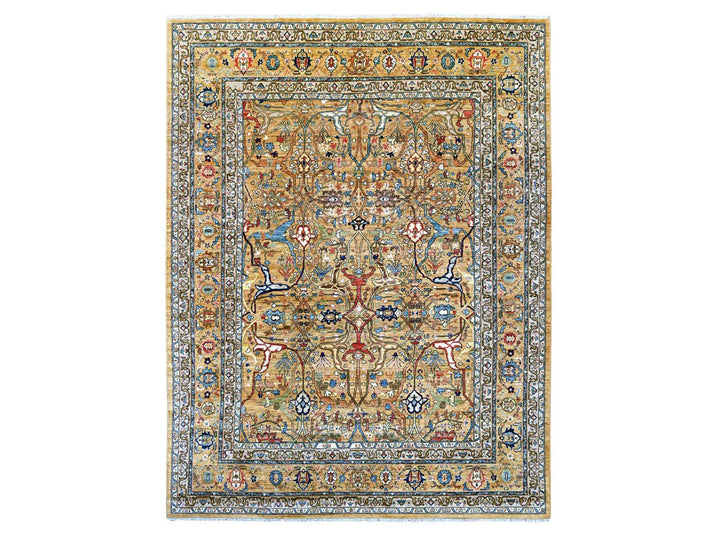 9'2" x 11'11" New Hand Knotted Brown Wool Rectangle Oriental Rug - MOA10222344