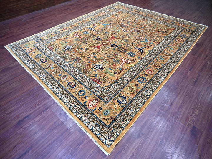 9'2" x 11'11" New Hand Knotted Brown Wool Rectangle Oriental Rug - MOA10222344
