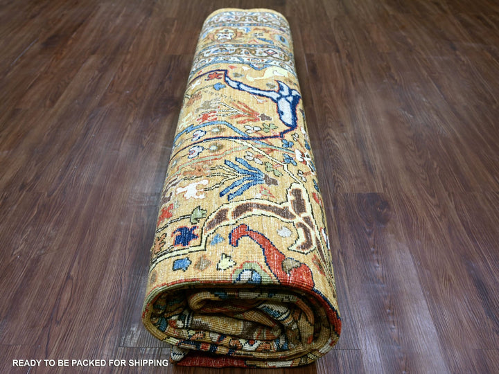 9'2" x 11'11" New Hand Knotted Brown Wool Rectangle Oriental Rug - MOA10222344