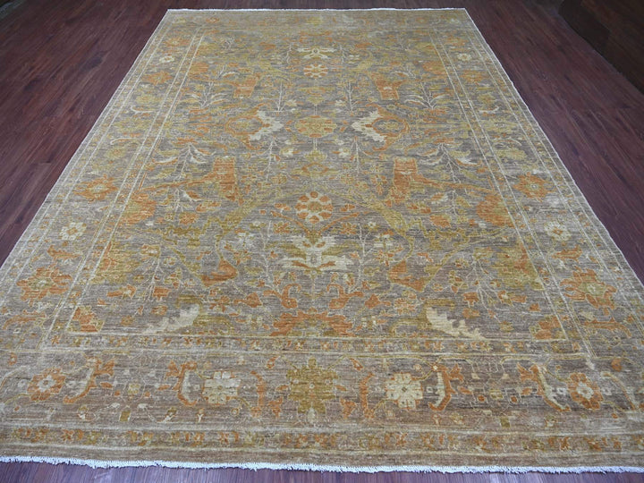8'10" x 11'9" New Hand Knotted Brown Wool Rectangle Oriental Rug - MOA10222346