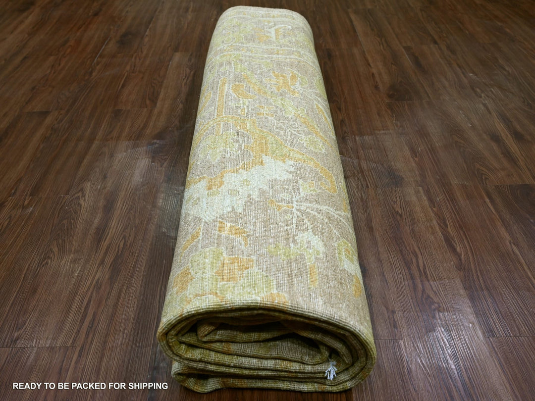 8'10" x 11'9" New Hand Knotted Brown Wool Rectangle Oriental Rug - MOA10222346