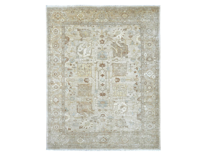 7'11" x 10'0" New Hand Knotted Ivory Wool Rectangle Oriental Rug - MOA10222347