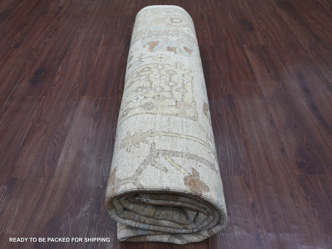 7'11" x 10'0" New Hand Knotted Ivory Wool Rectangle Oriental Rug - MOA10222347
