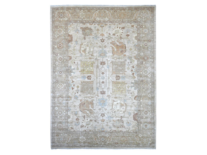 10'1" x 13'10" New Hand Knotted Brown Wool Rectangle Oriental Rug - MOA10222349