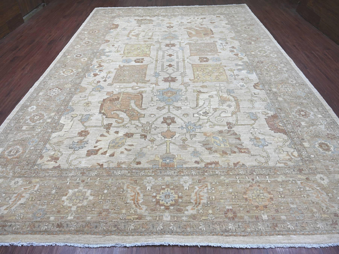 10'1" x 13'10" New Hand Knotted Brown Wool Rectangle Oriental Rug - MOA10222349