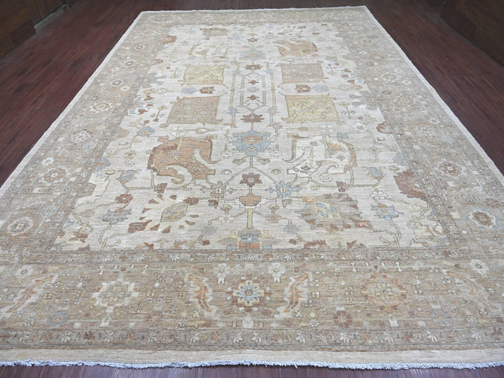 10'1" x 13'10" New Hand Knotted Brown Wool Rectangle Oriental Rug - MOA10222349