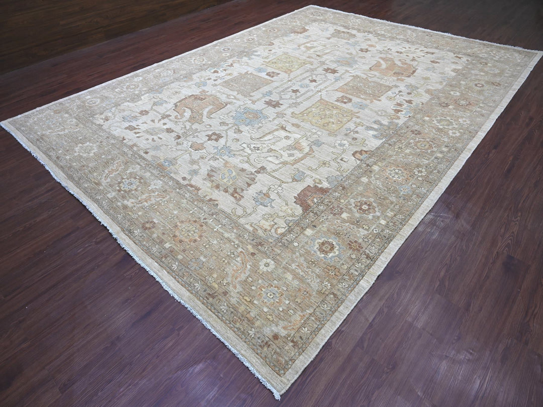 10'1" x 13'10" New Hand Knotted Brown Wool Rectangle Oriental Rug - MOA10222349
