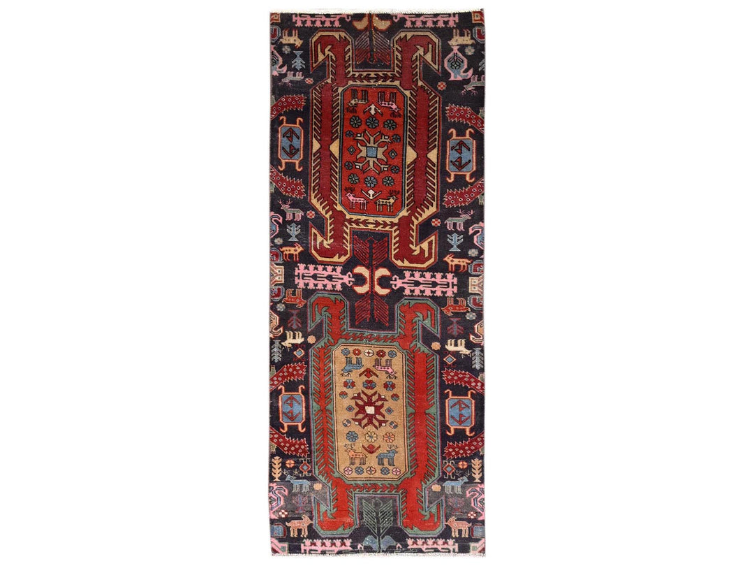 2'7" x 7'1" Vintage Hand Knotted Red Wool Runner Oriental Rug - MOA1022234