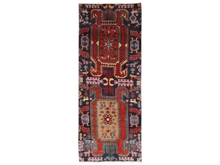 2'7" x 7'1" Vintage Hand Knotted Red Wool Runner Oriental Rug - MOA1022234