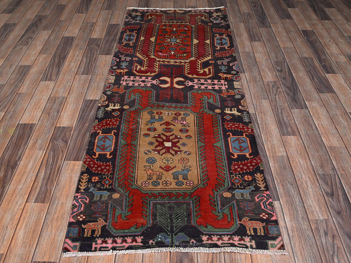2'7" x 7'1" Vintage Hand Knotted Red Wool Runner Oriental Rug - MOA1022234