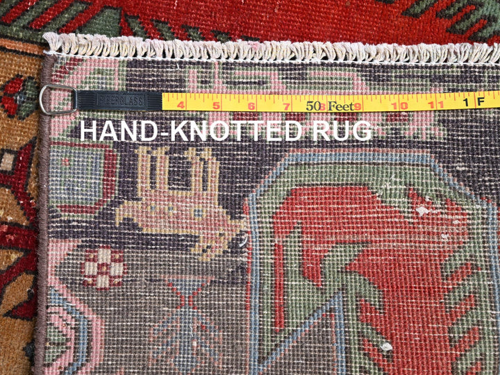 2'7" x 7'1" Vintage Hand Knotted Red Wool Runner Oriental Rug - MOA1022234