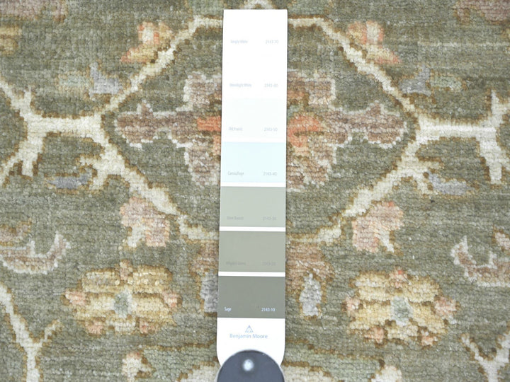 6'0" x 6'1" New Hand Knotted Green Wool Round Oriental Rug - MOA10222350