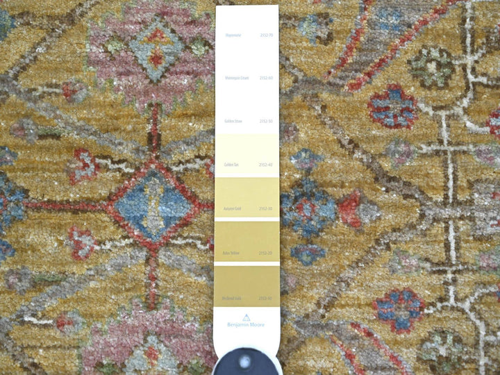 6'0" x 6'1" New Hand Knotted Yellow Wool Round Oriental Rug - MOA10222351
