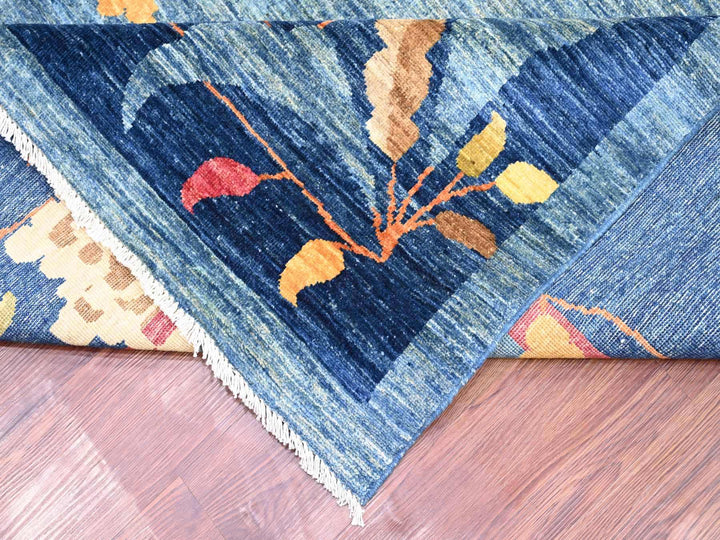 9'11" x 13'8" New Hand Knotted Blue Wool Rectangle Oriental Rug - MOA10222353