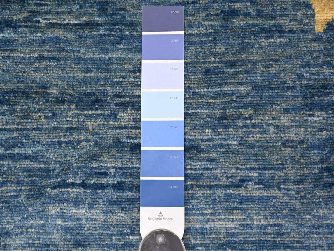 9'11" x 13'8" New Hand Knotted Blue Wool Rectangle Oriental Rug - MOA10222353