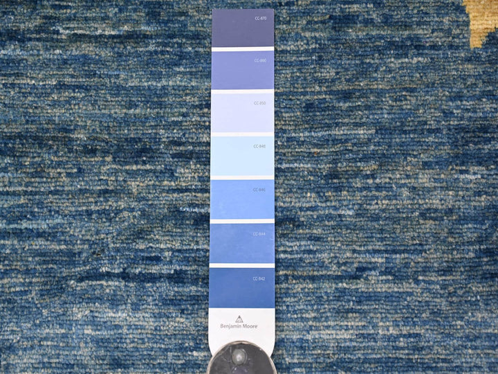9'11" x 13'8" New Hand Knotted Blue Wool Rectangle Oriental Rug - MOA10222353